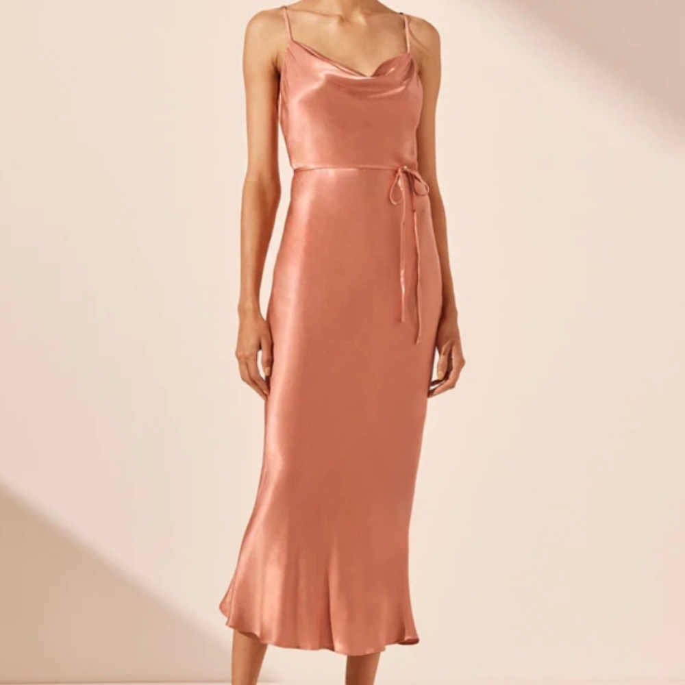 Shona Joy La Lune Bias Cowl Midi Dress - Antique Rose